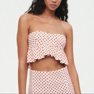 Zara Red Polka Dot Strapless Top